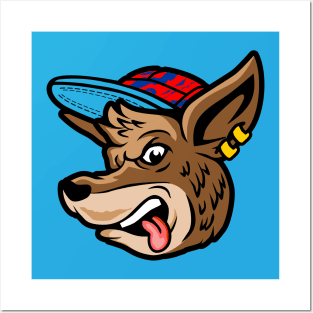 Cool Cartoon Kangaroo Head with Pierced Ear Posters and Art